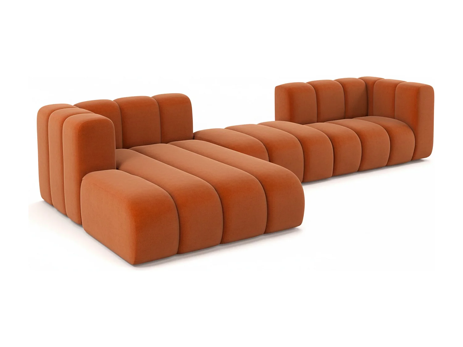 Hoekbank L-Vorm Grand L 319 cm, Veloursstof Salvador, Bruin, Links