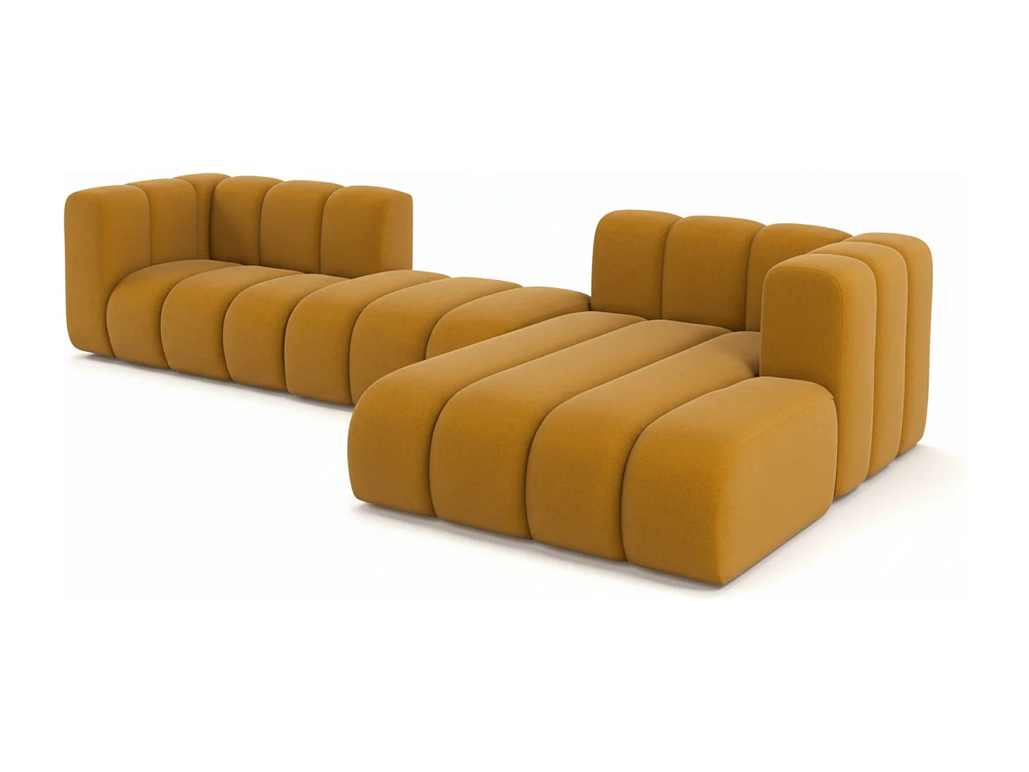 Hoekbank L-Vorm Grand L 319 cm, Veloursstof Salvador, Geel, Rechts