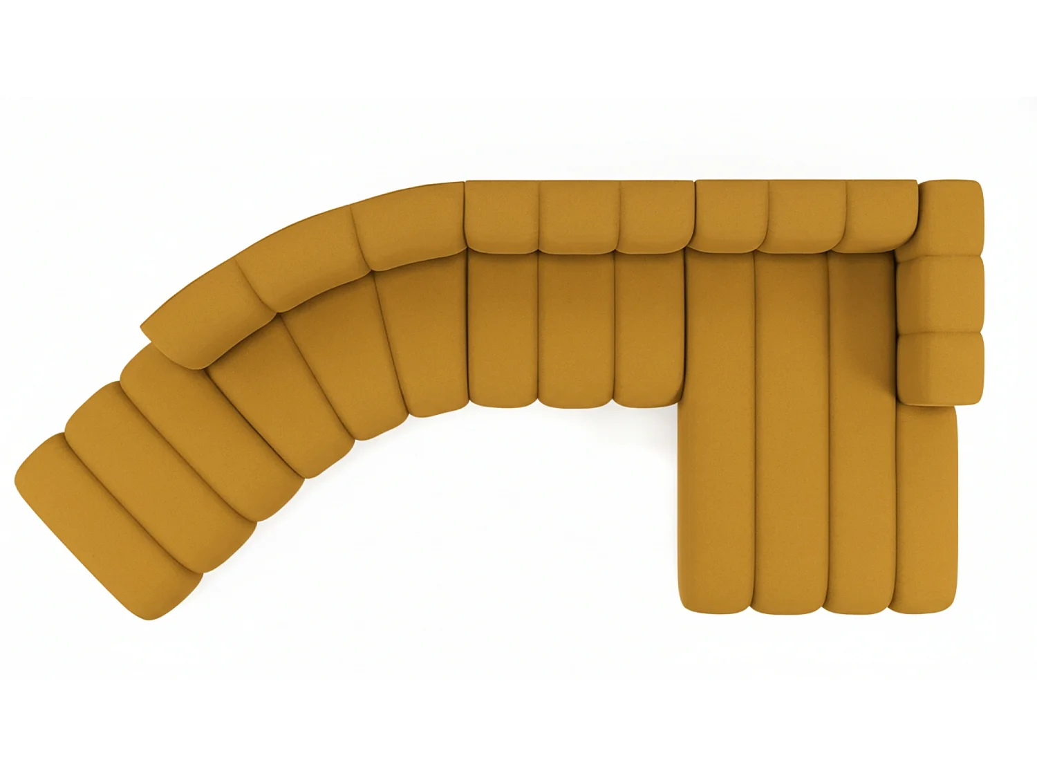 L-vormige hoekbank GRAND Round, stof Salvador, geel, rechts