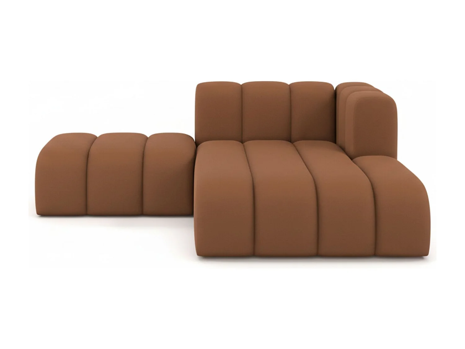 Chaiselongue mit Hocker Grand, Veloursstoff Salvador, Dunkelbraun, Rechts