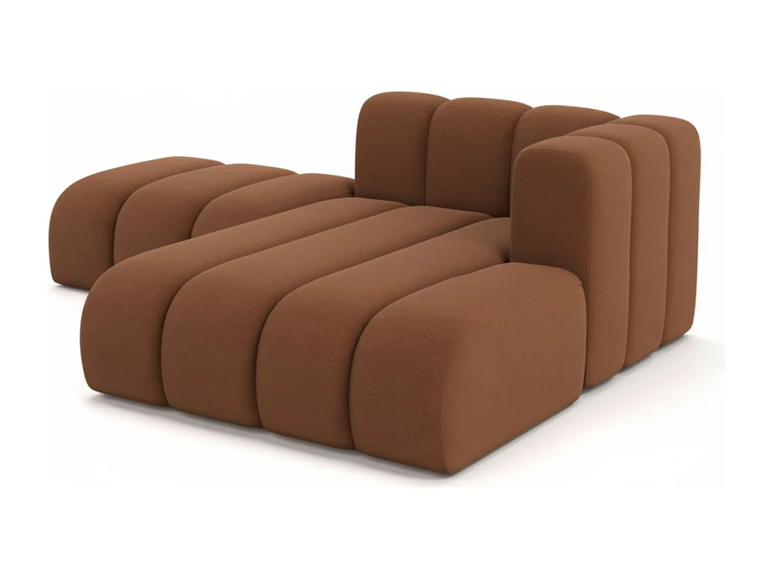 Chaiselongue mit Hocker Grand, Veloursstoff Salvador, Dunkelbraun, Rechts