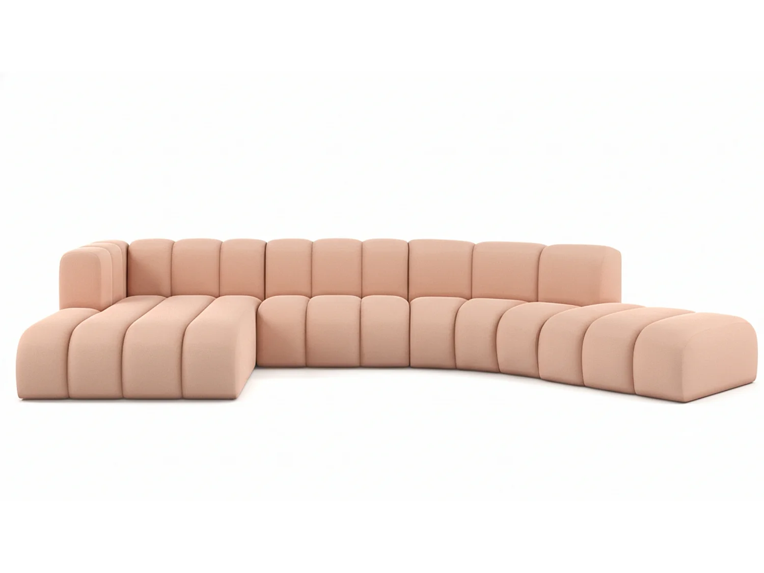 L-vormige hoekbank GRAND Round, stof Salvador, roze, links