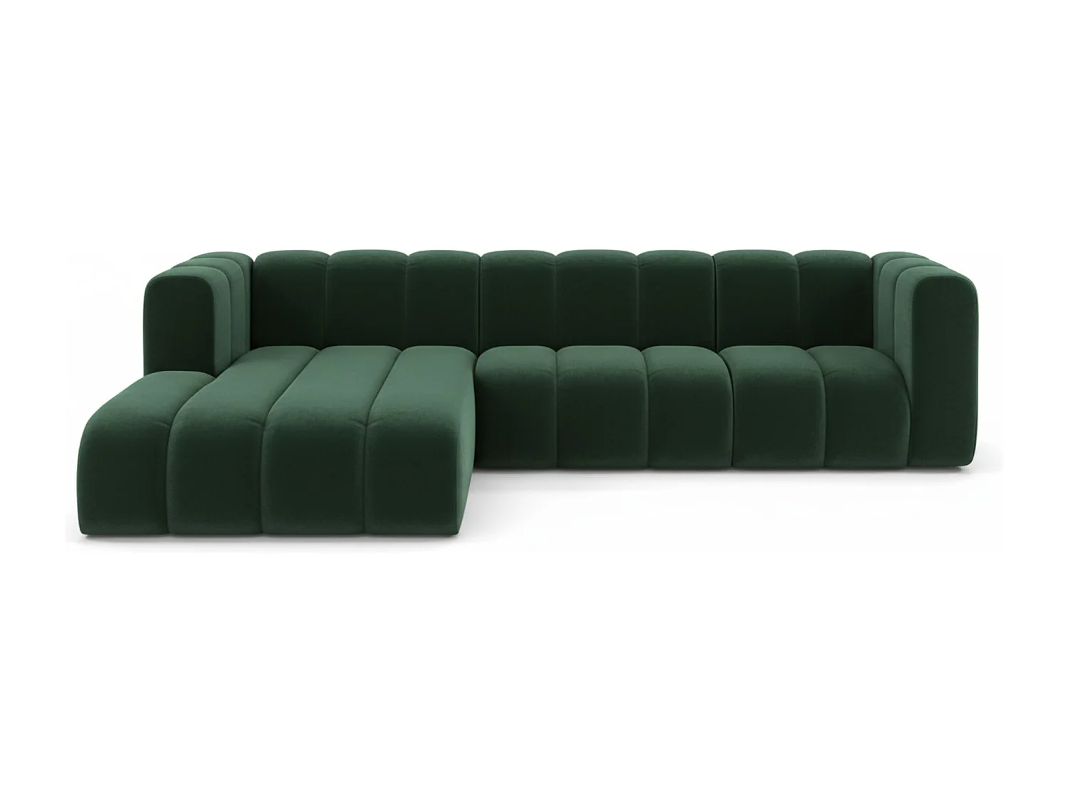 Hoekbank L-Vorm Grand L 287 cm, Veloursstof Salvador, Groen, Links