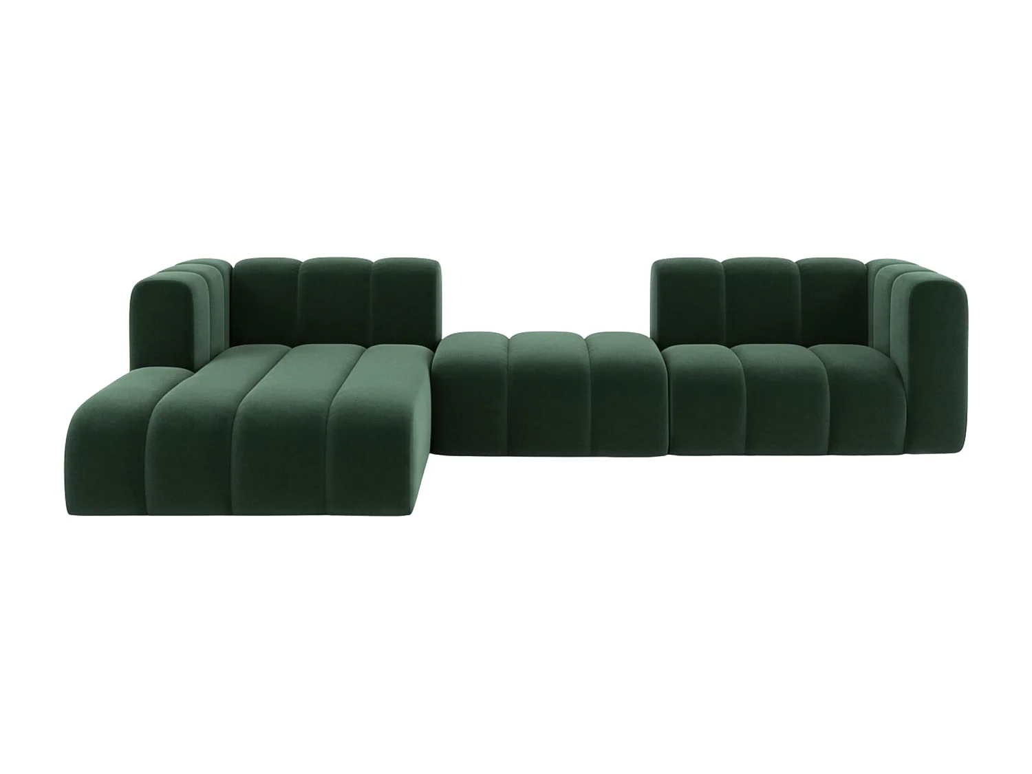 Hoekbank L-Vorm Grand L 319 cm, Veloursstof Salvador, Groen, Links