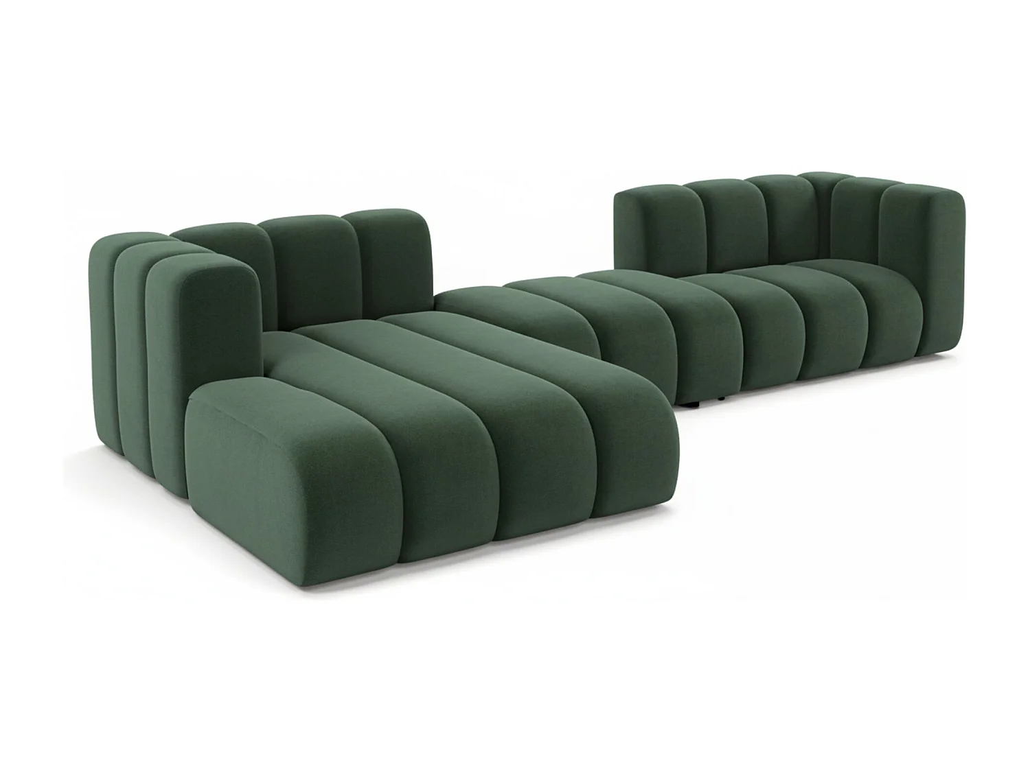 Hoekbank L-Vorm Grand L 319 cm, Veloursstof Salvador, Groen, Links