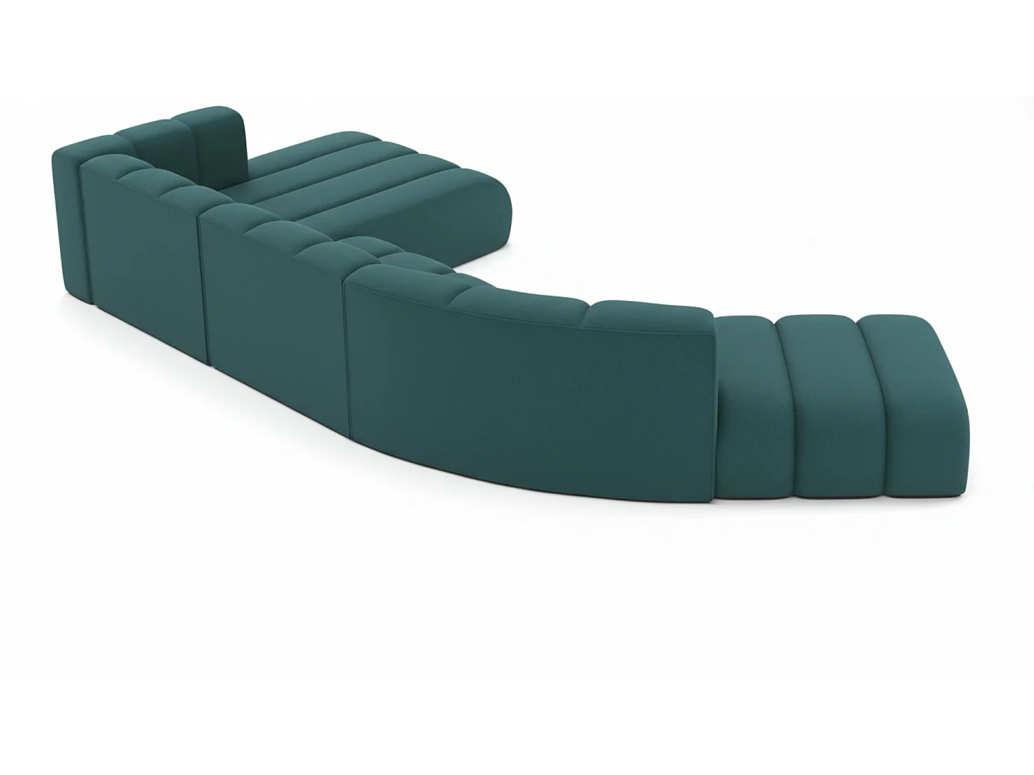 L-vormige hoekbank GRAND Round, stof Salvador, azuurblauw, links