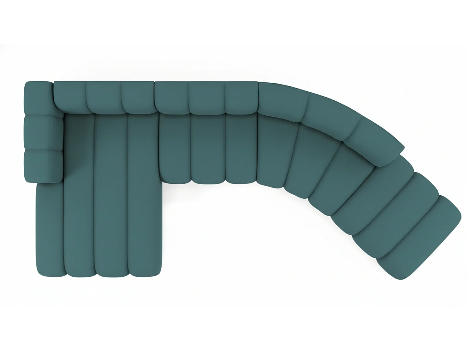 L-vormige hoekbank GRAND Round, stof Salvador, azuurblauw, links