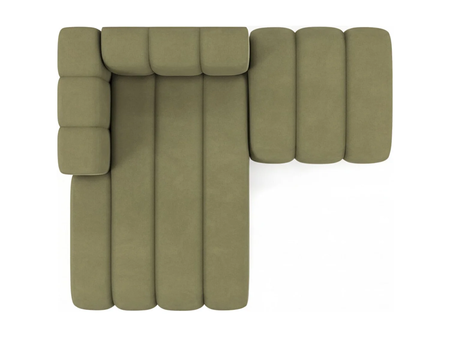 Chaise Longue Met Hocker Grand, Veloursstof Salvador, Olijfgroen, Links