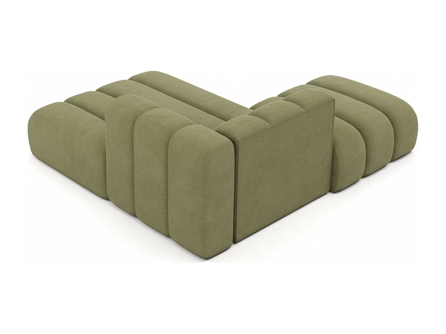 Chaise Longue Met Hocker Grand, Veloursstof Salvador, Olijfgroen, Links