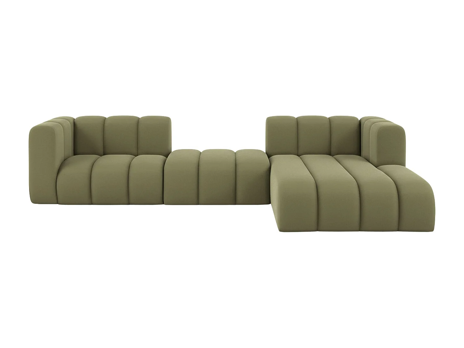 Hoekbank L-Vorm Grand L 319 cm, Veloursstof Salvador, Olijfgroen, Rechts