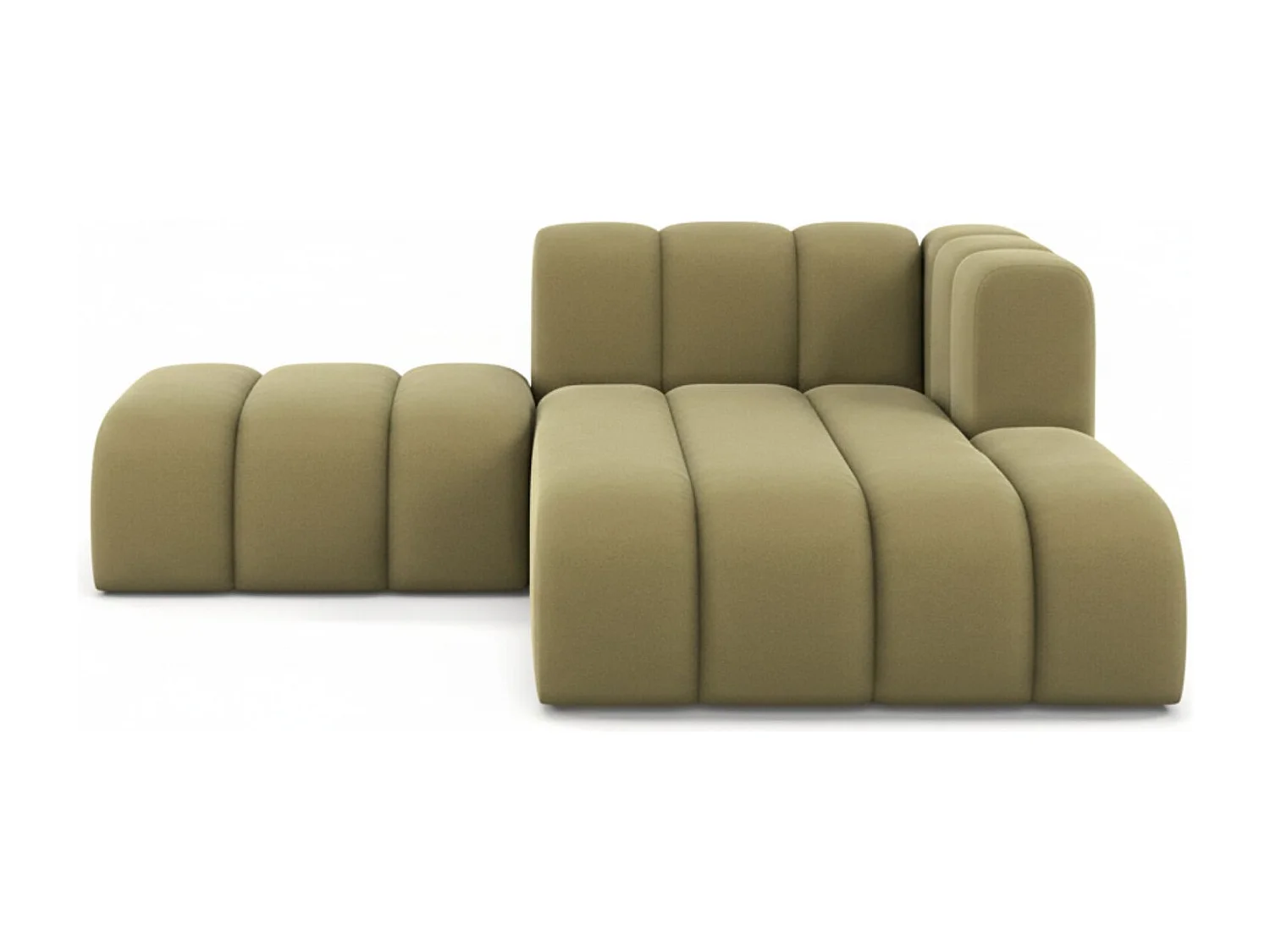 Chaise Longue Met Hocker Grand, Veloursstof Salvador, Olijfgroen, Rechts