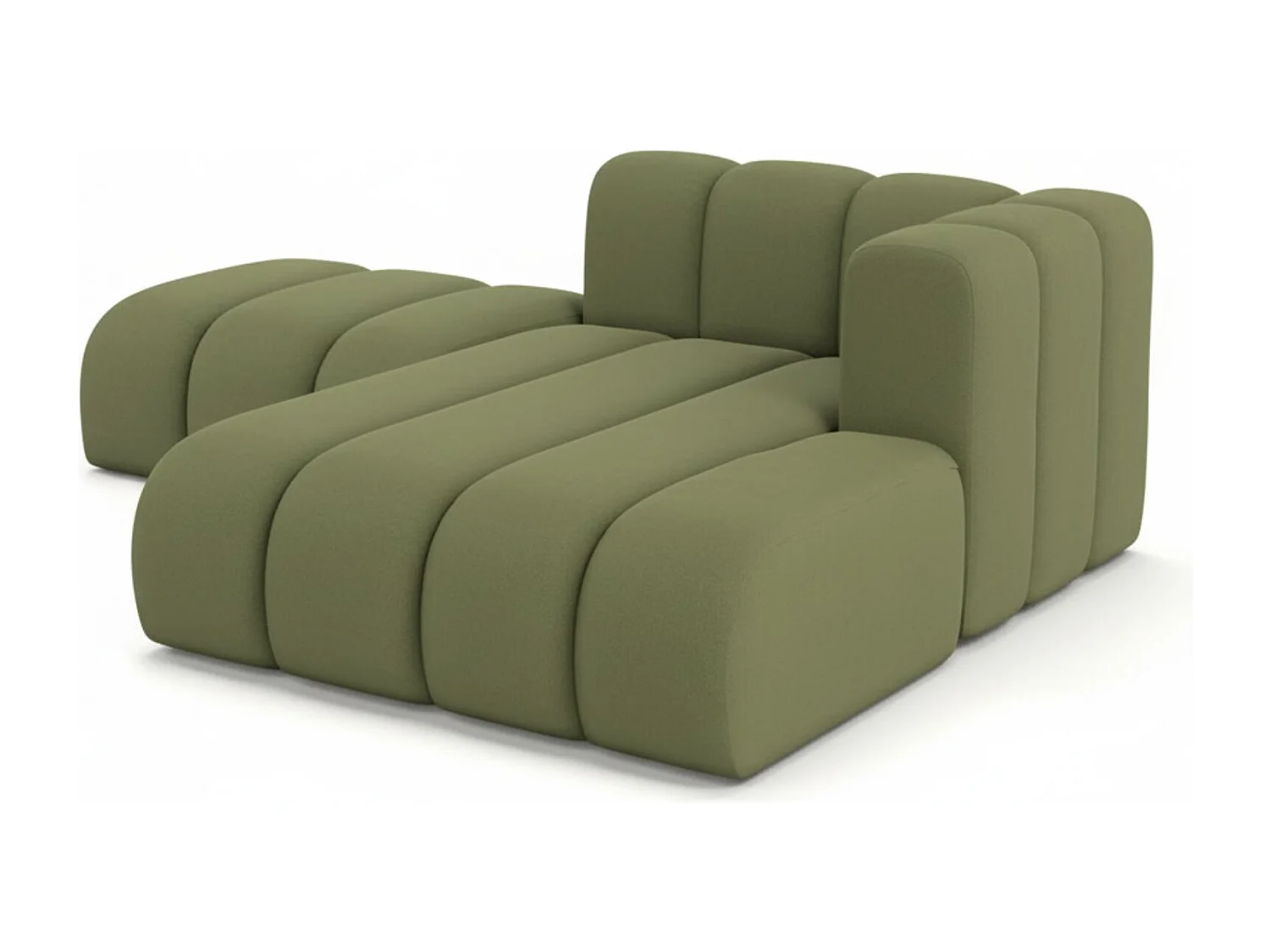 Chaise Longue Met Hocker Grand, Veloursstof Salvador, Olijfgroen, Rechts