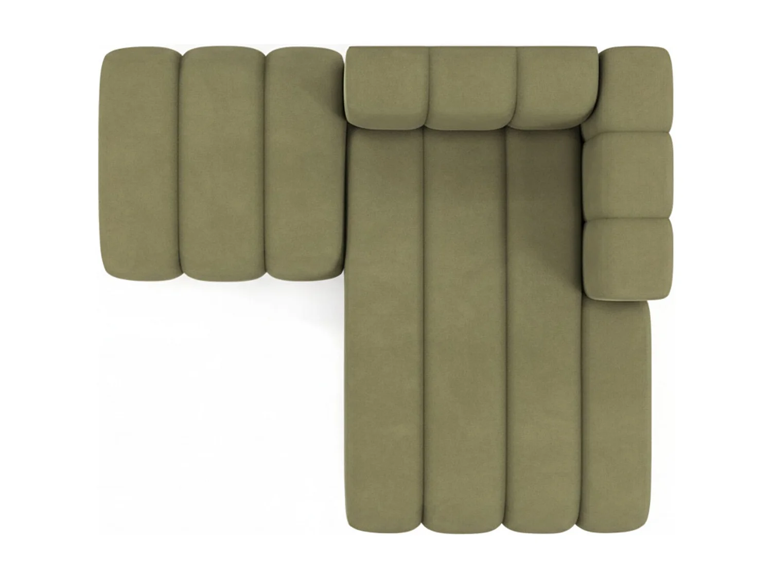 Chaise Longue Met Hocker Grand, Veloursstof Salvador, Olijfgroen, Rechts