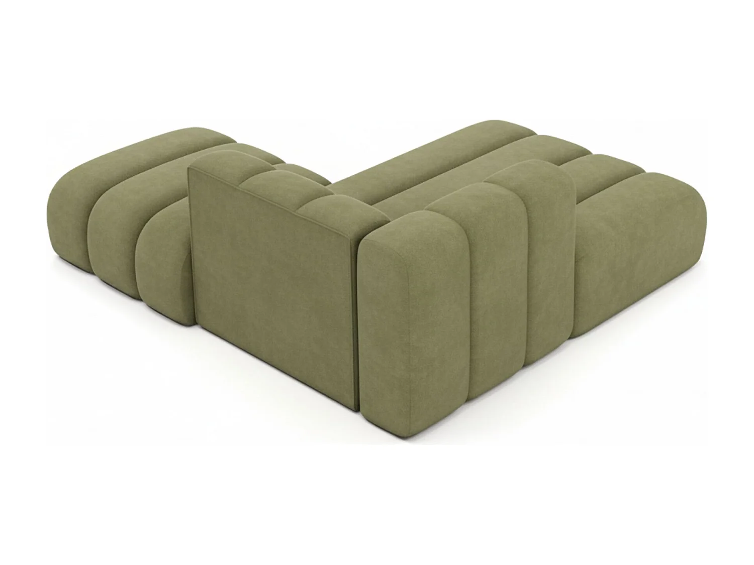 Chaise Longue Met Hocker Grand, Veloursstof Salvador, Olijfgroen, Rechts