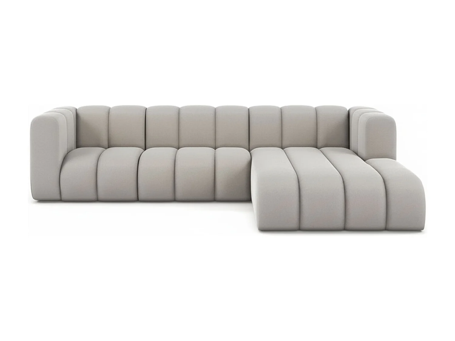 Hoekbank L-Vorm Grand L 287 cm, Veloursstof Salvador, Grijs, Rechts