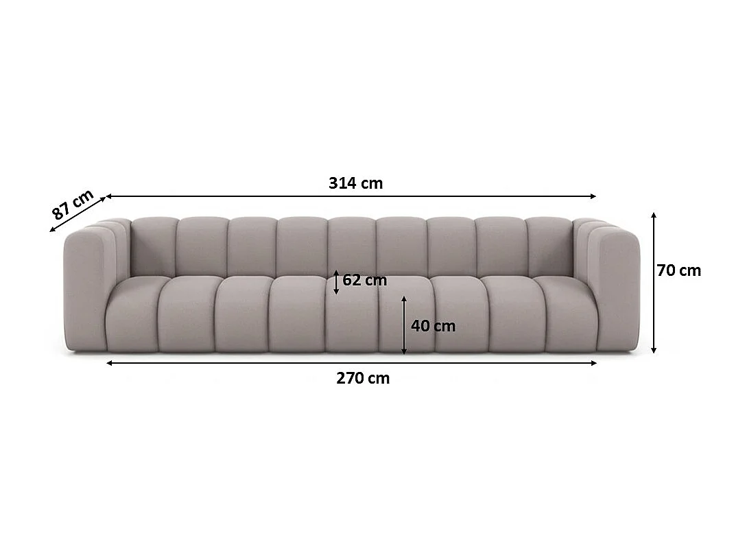 Bank, Vijfzitsbank Grand, Veloursstof Salvador, Grijs