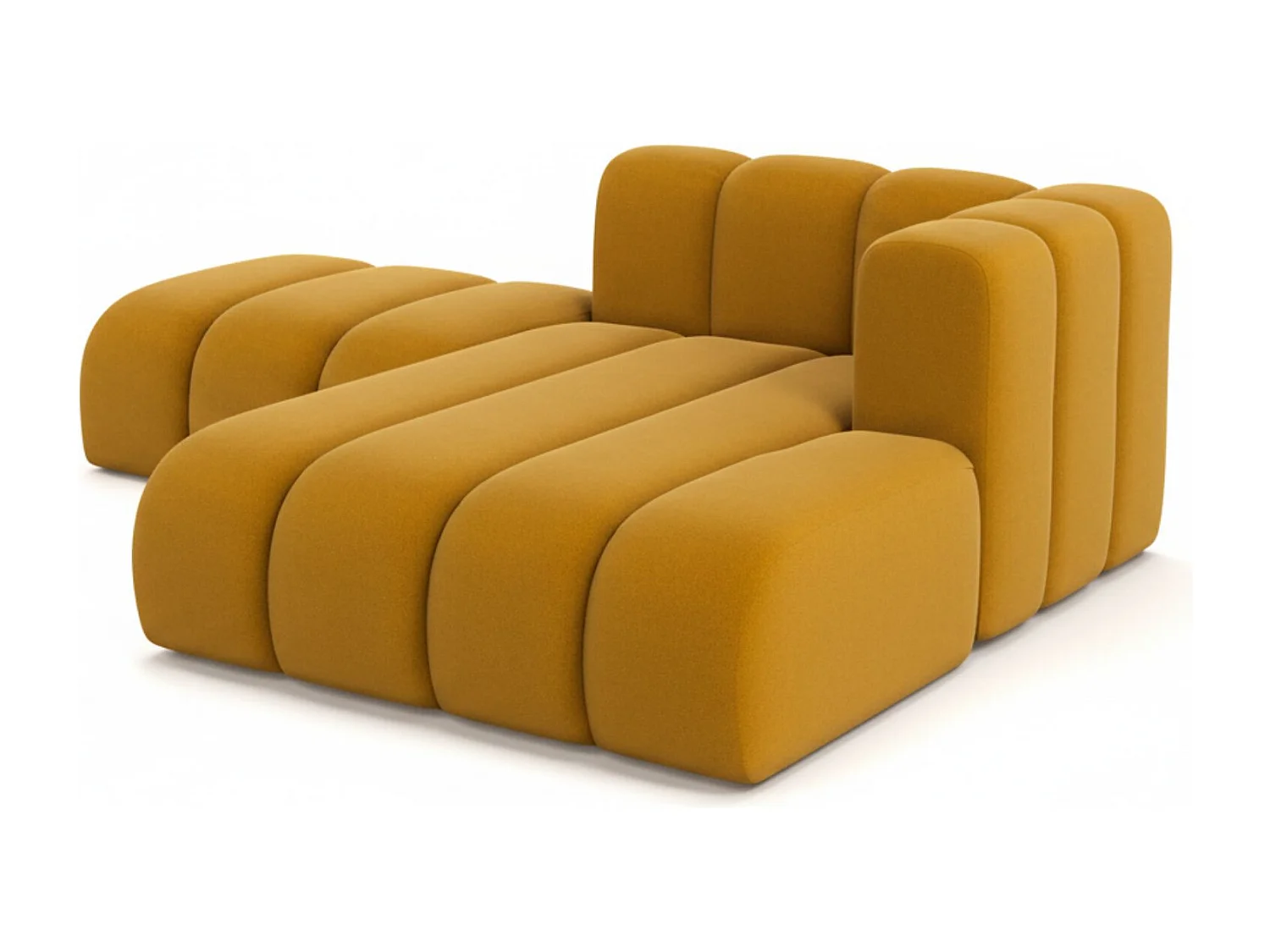 Chaiselongue mit Hocker Grand, Veloursstoff Salvador, Gelb, Rechts