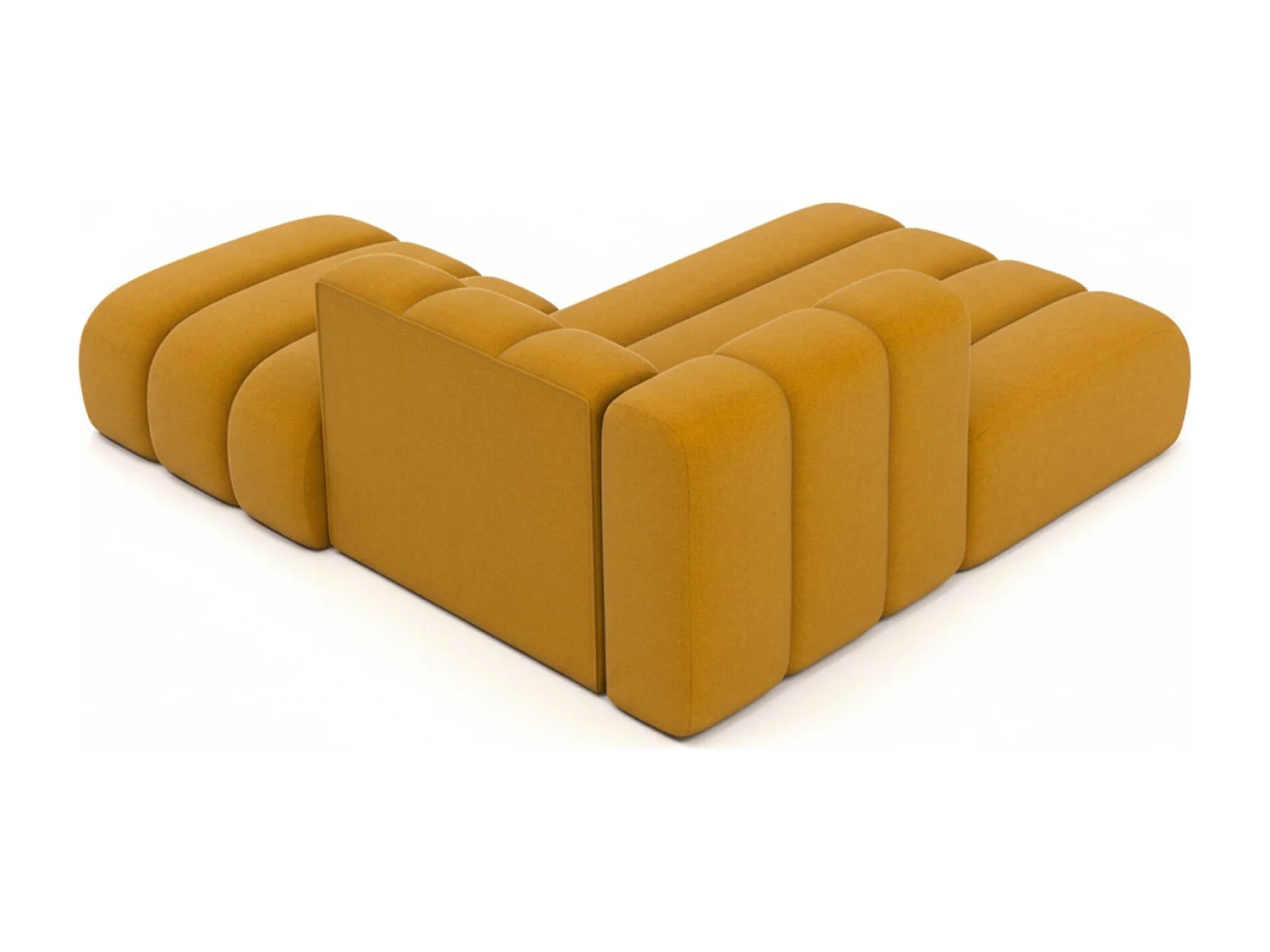 Chaiselongue mit Hocker Grand, Veloursstoff Salvador, Gelb, Rechts