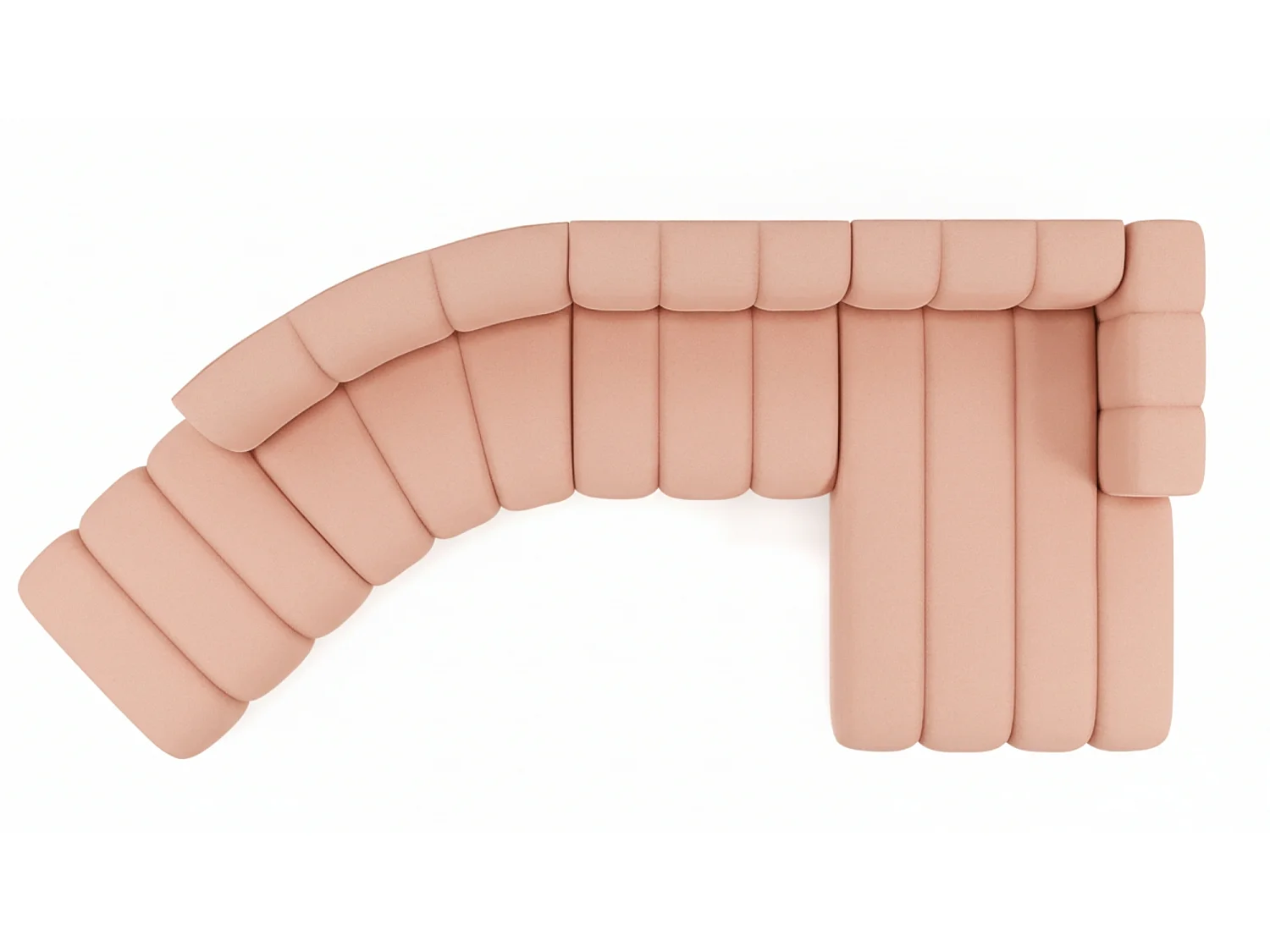 L-vormige hoekbank GRAND Round, stof Salvador, roze, rechts