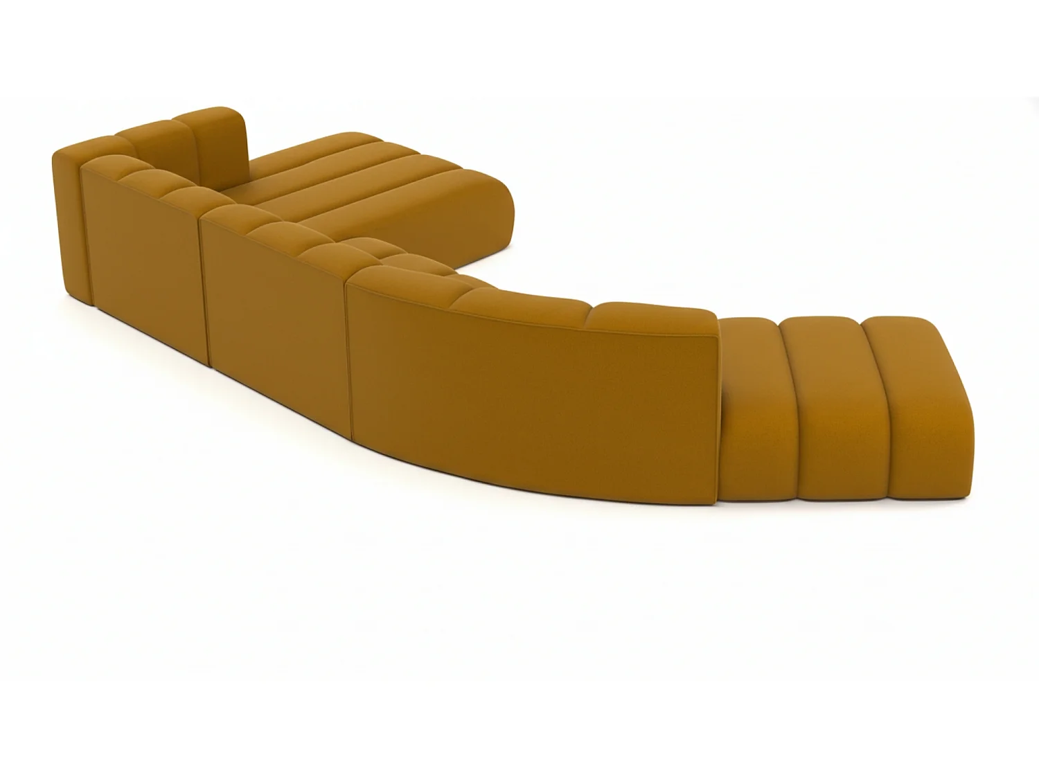 L-vormige hoekbank GRAND Round, stof Salvador, geel, links