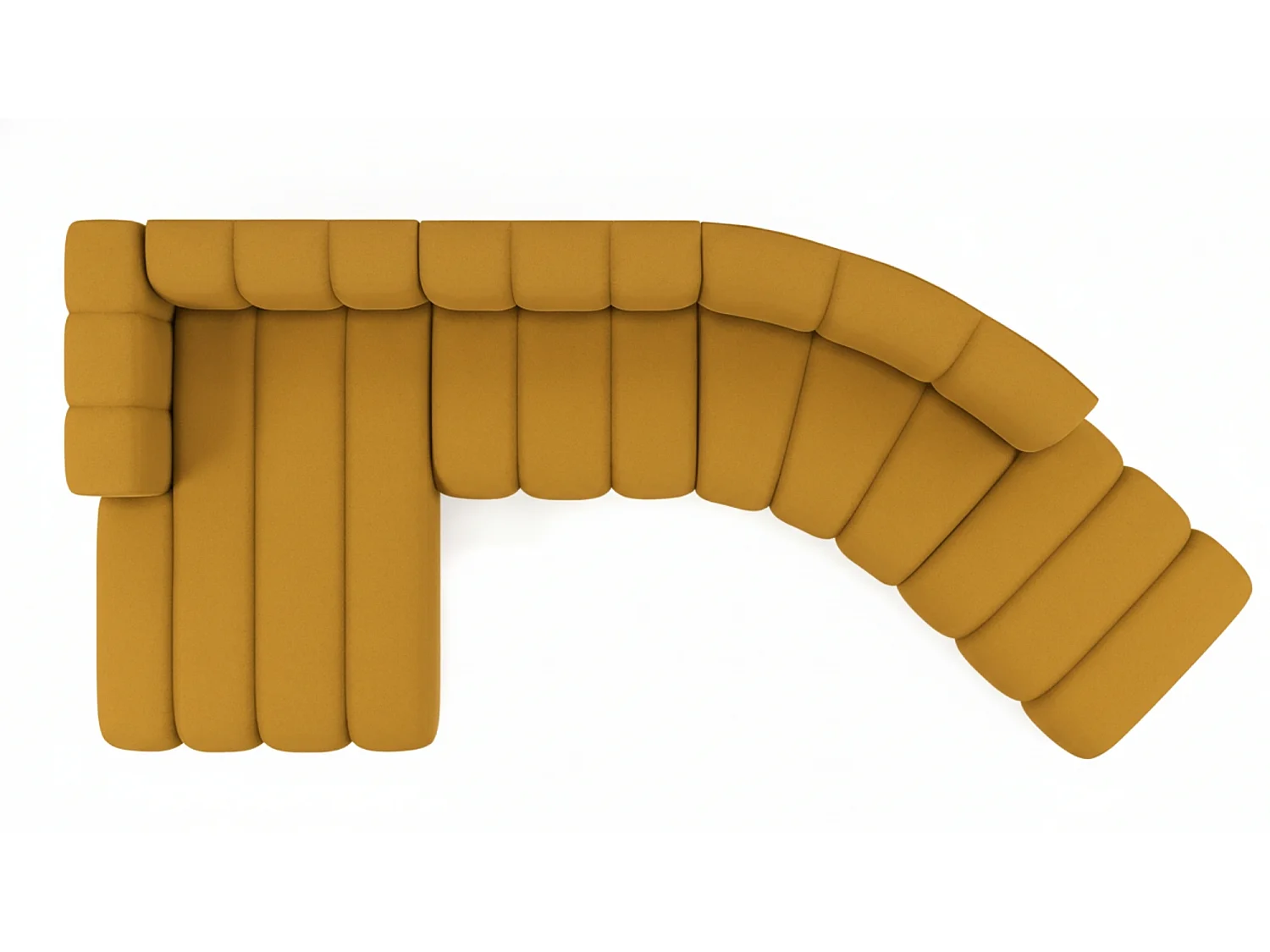 L-vormige hoekbank GRAND Round, stof Salvador, geel, links