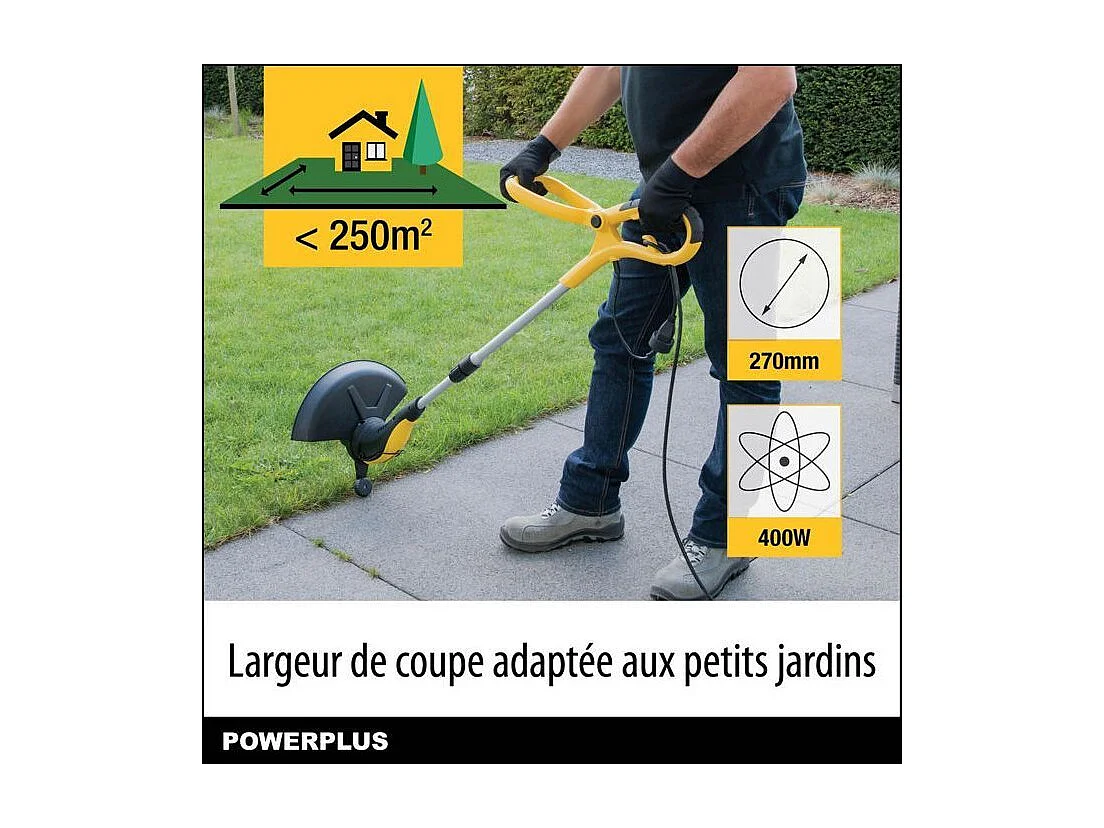 Coupe-bordure électrique POWERPLUS POWXG30030 400 W - Largeur de coupe 270 mm - Jaune