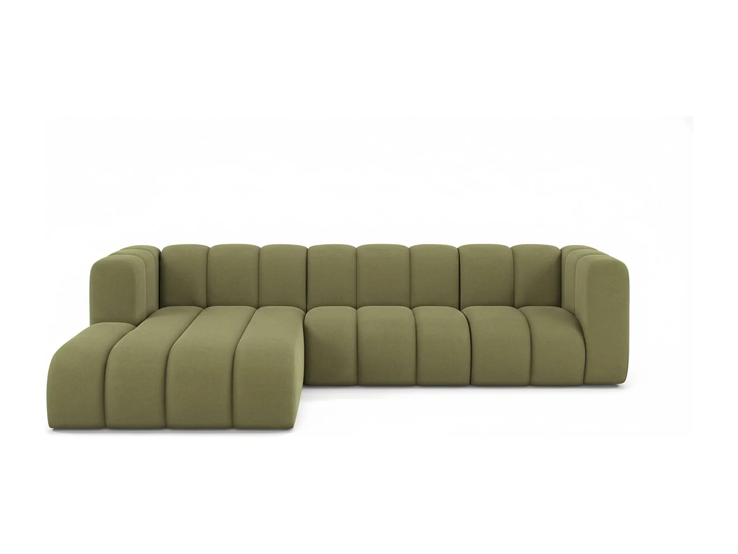 Hoekbank L-Vorm Grand L 287 cm, Veloursstof Salvador, Olijfgroen, Links