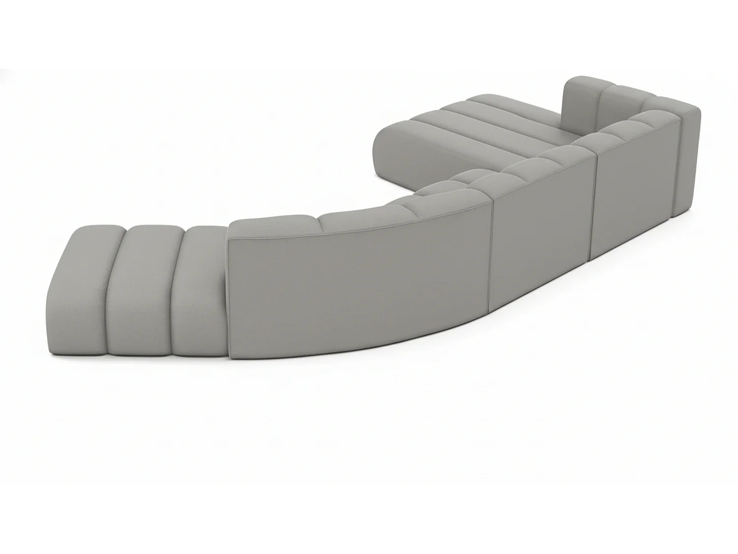 L-vormige hoekbank GRAND Round, stof Salvador, grijs, rechts