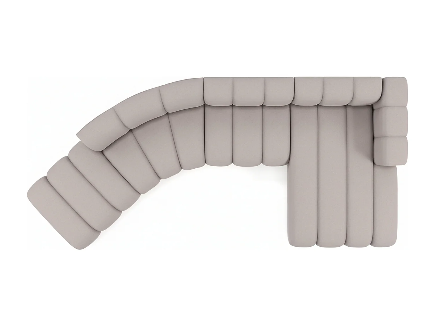 L-vormige hoekbank GRAND Round, stof Salvador, grijs, rechts