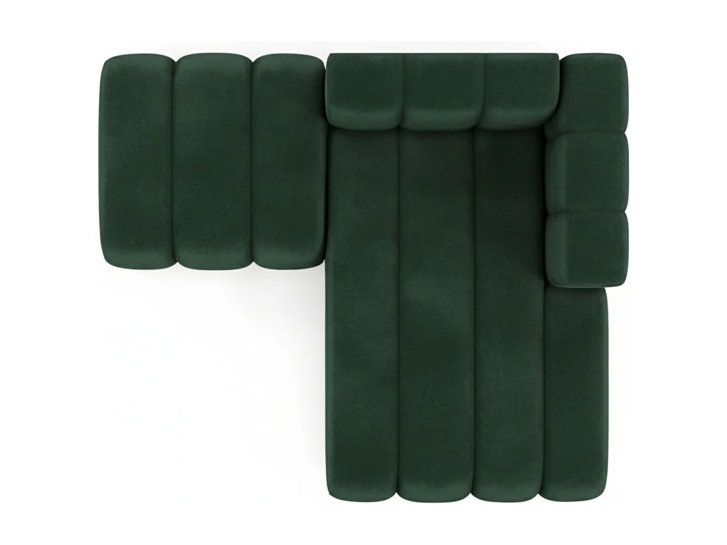 Chaiselongue mit Hocker Grand, Veloursstoff Salvador, Grün, Rechts