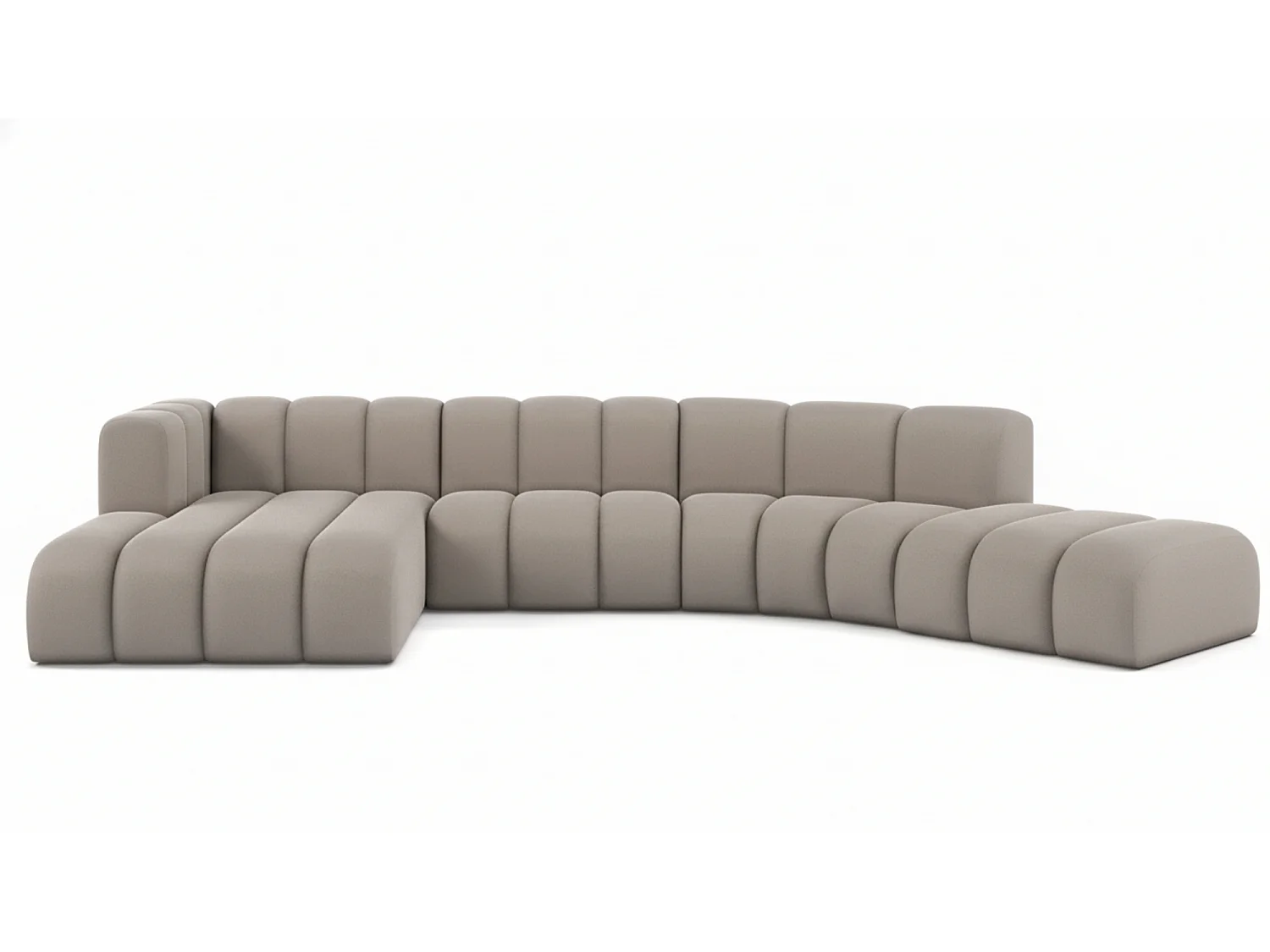 L-vormige hoekbank GRAND Round, stof Salvador, grijs, links