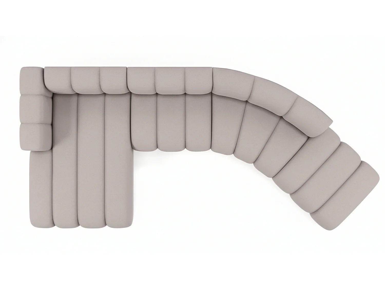 L-vormige hoekbank GRAND Round, stof Salvador, grijs, links