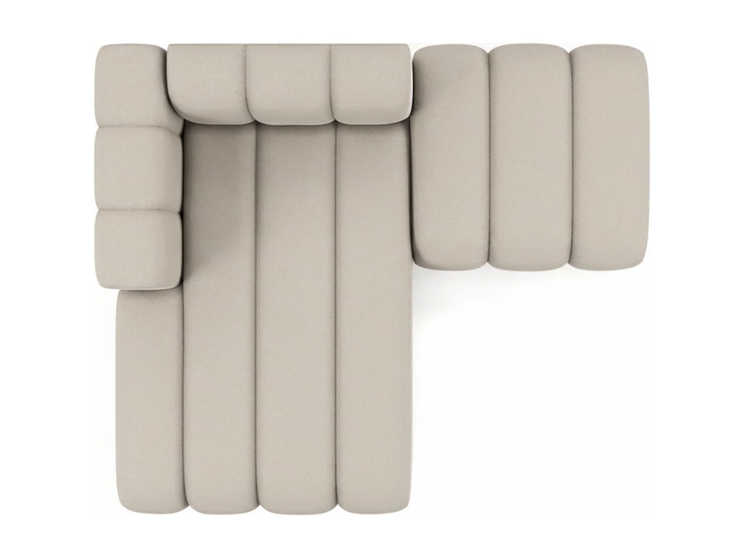 Chaiselongue mit Hocker Grand, Veloursstoff Salvador, Beige, Links