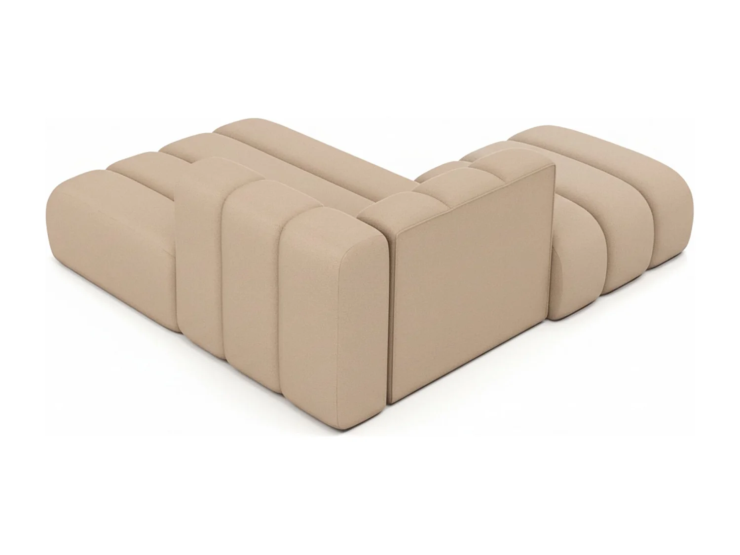 Chaiselongue mit Hocker Grand, Veloursstoff Salvador, Beige, Links