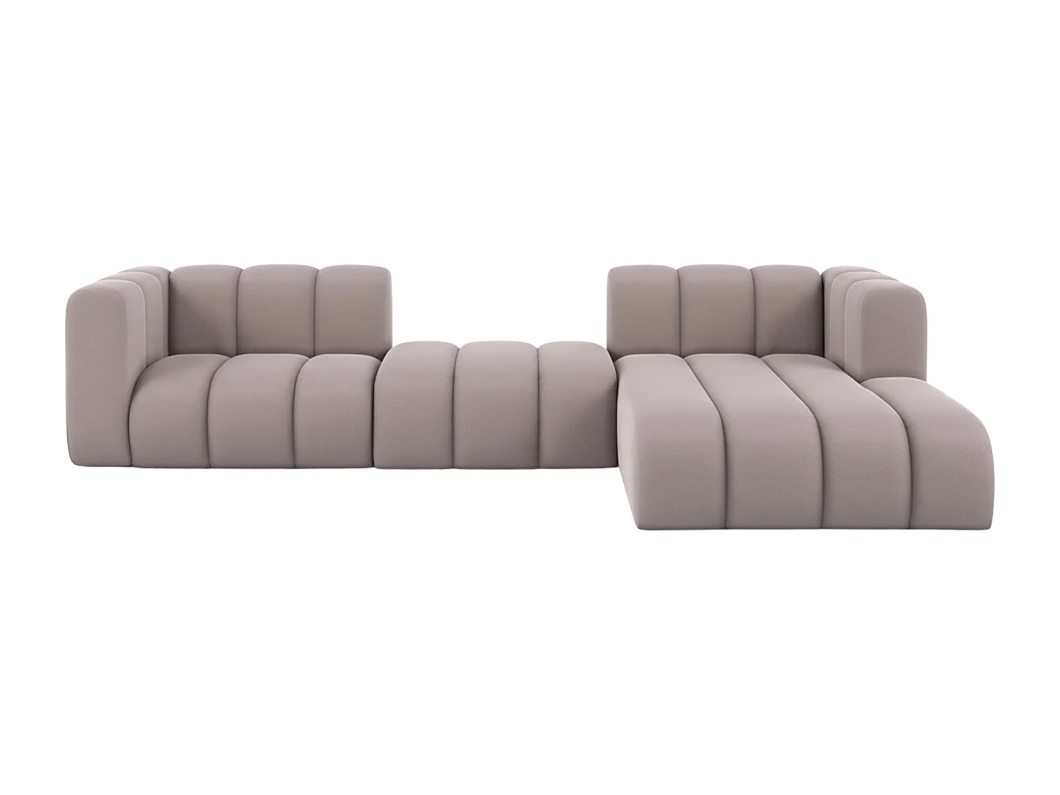 Hoekbank L-Vorm Grand L 319 cm, Veloursstof Salvador, Grijs, Rechts