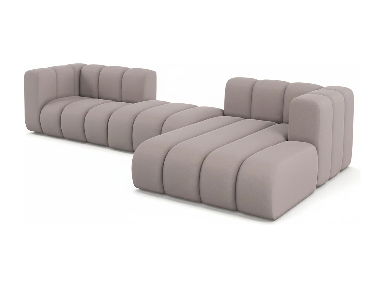 Hoekbank L-Vorm Grand L 319 cm, Veloursstof Salvador, Grijs, Rechts