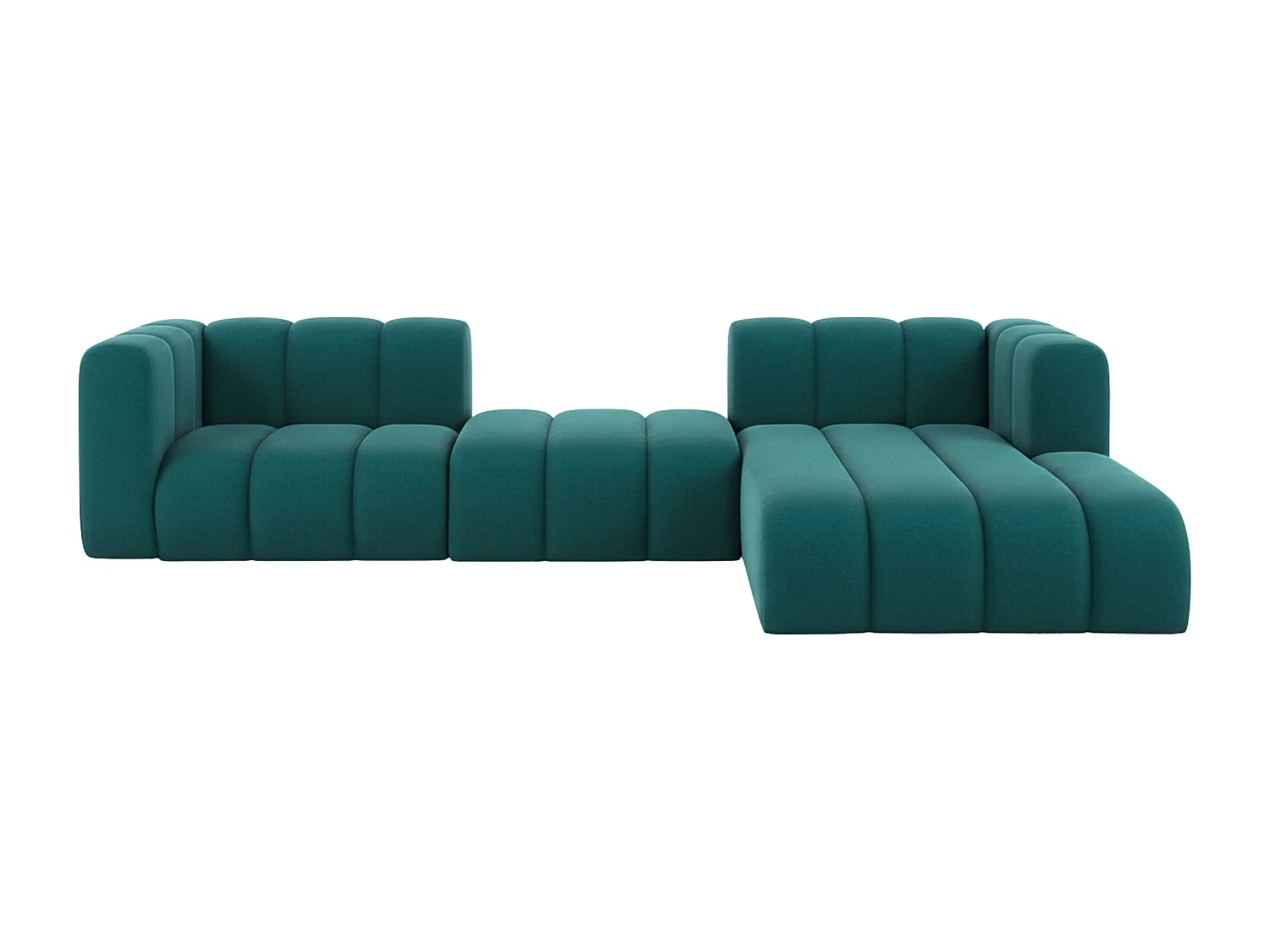 Hoekbank L-Vorm Grand L 319 cm, Veloursstof Salvador, Azurblauw, Rechts