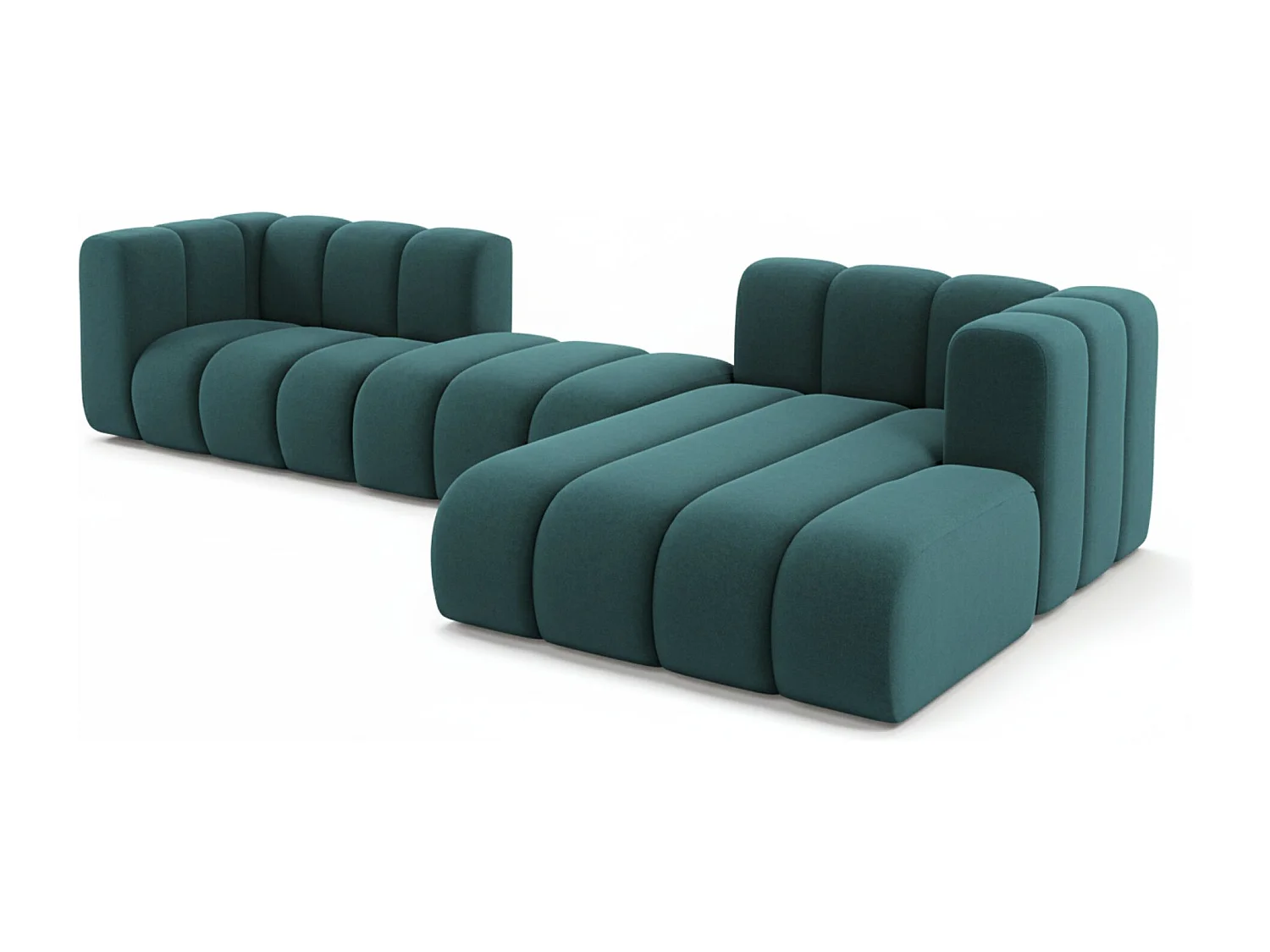 Hoekbank L-Vorm Grand L 319 cm, Veloursstof Salvador, Azurblauw, Rechts