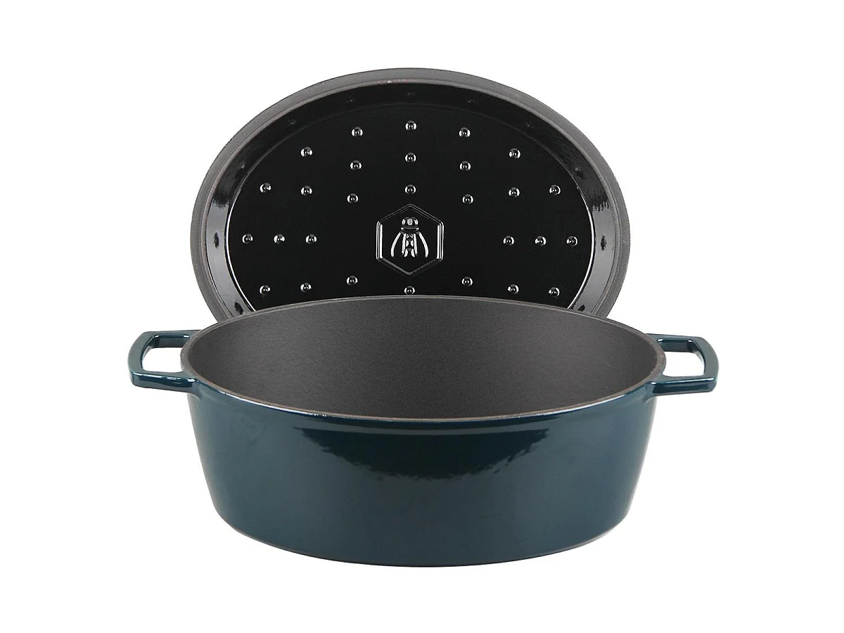 Cocotte en fonte ovale 33cm - "Masseiron Emeraude"