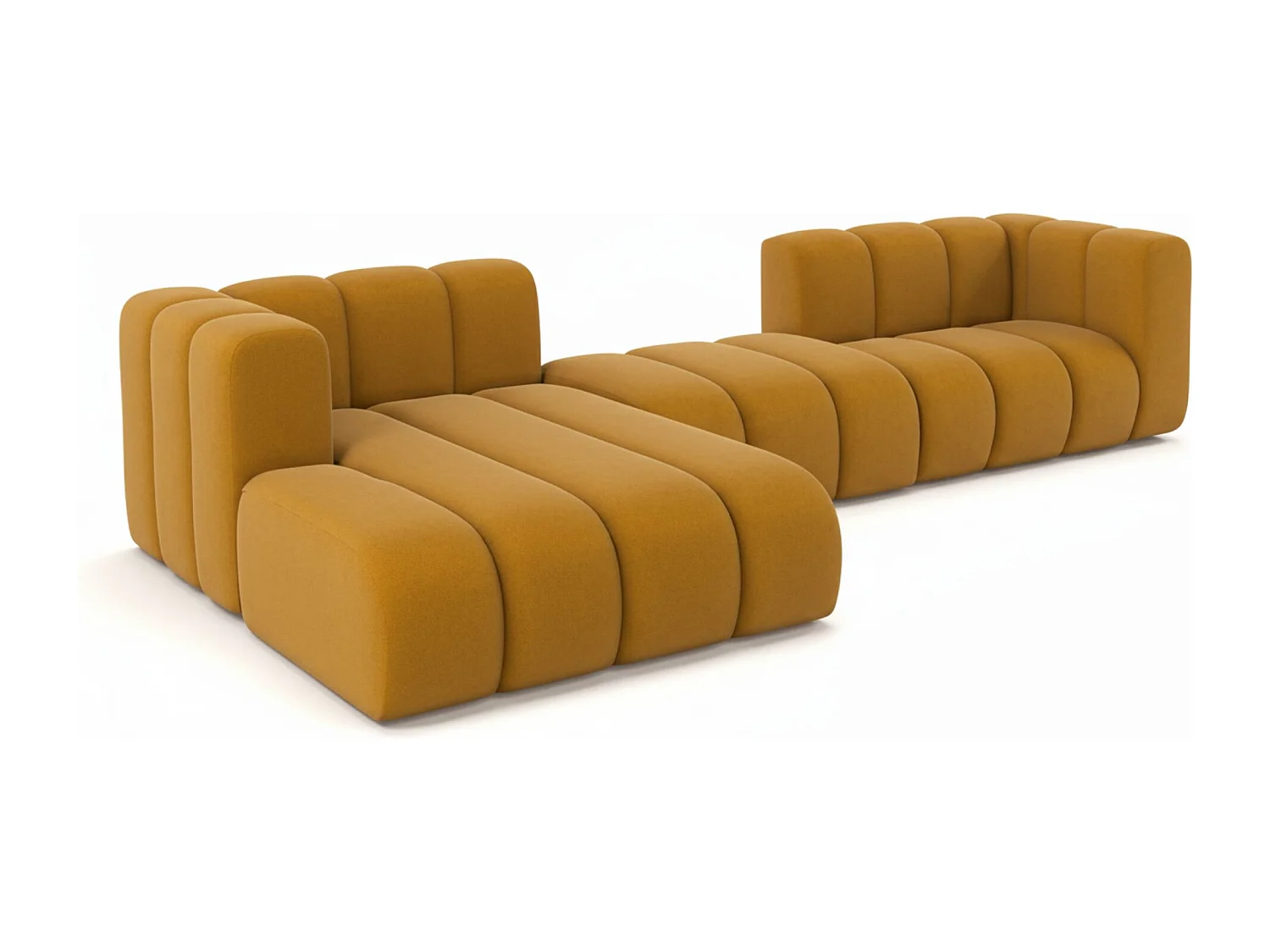 Hoekbank L-Vorm Grand L 319 cm, Veloursstof Salvador, Geel, Links