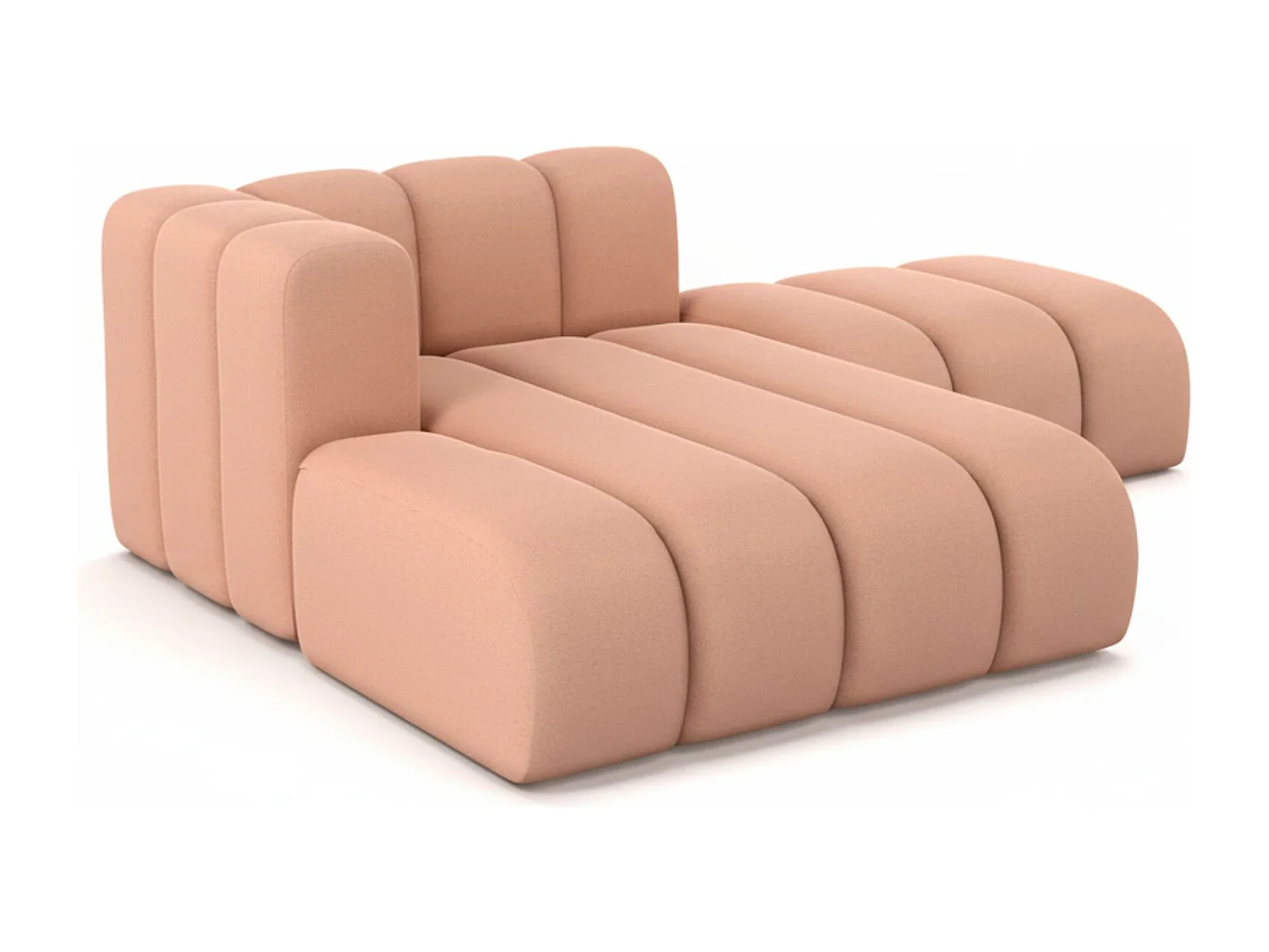 Chaiselongue mit Hocker Grand, Veloursstoff Salvador, Rosa, Links