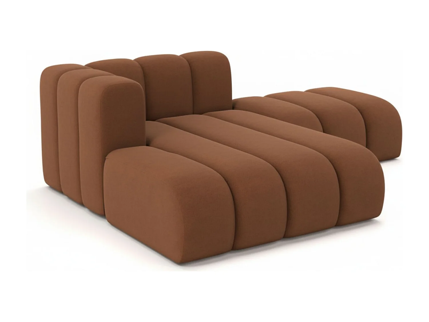 Chaiselongue mit Hocker Grand, Veloursstoff Salvador, Dunkelbraun, Links