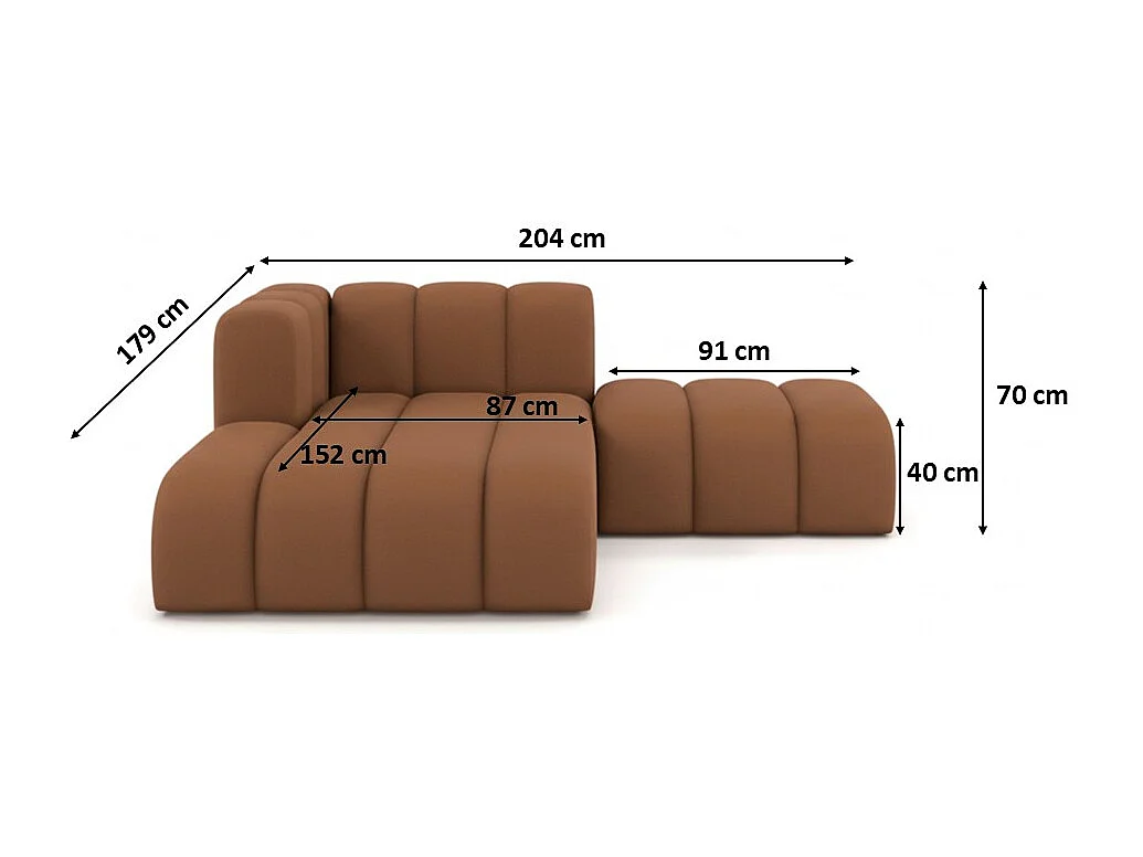 Chaiselongue mit Hocker Grand, Veloursstoff Salvador, Dunkelbraun, Links