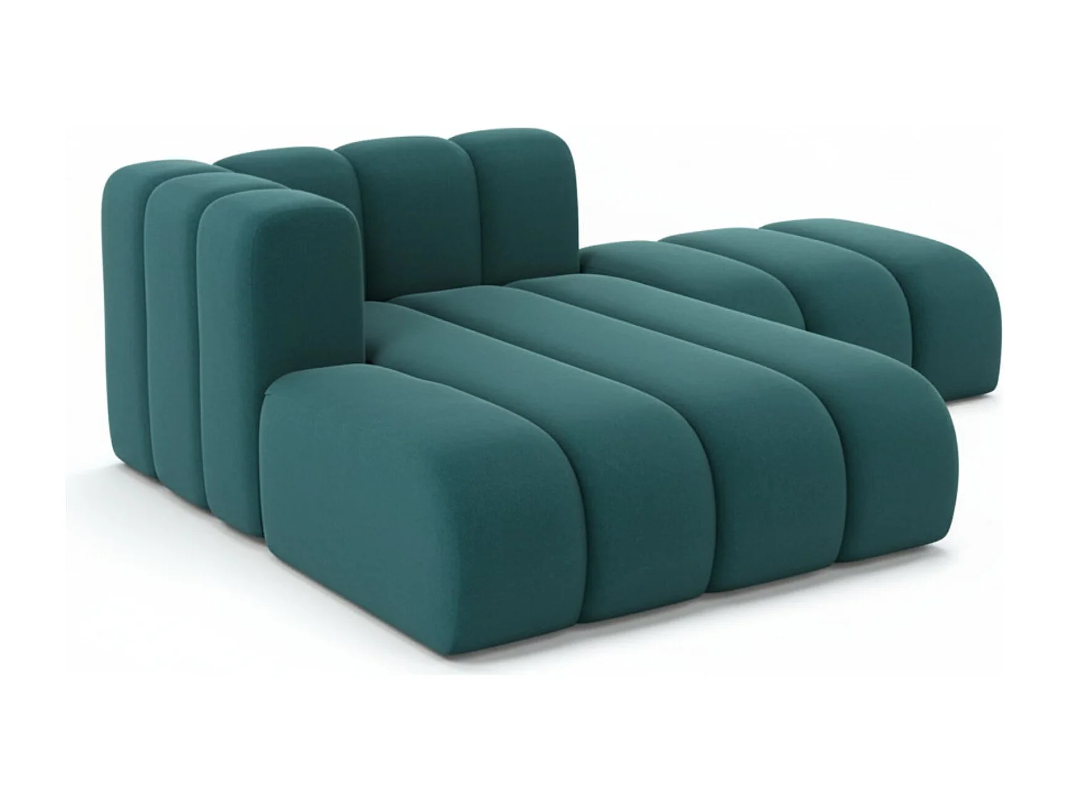 Chaiselongue mit Hocker Grand, Veloursstoff Salvador, Azurblau, Links