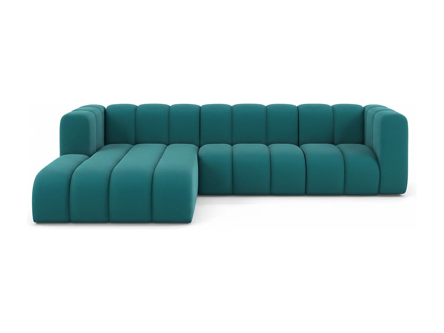 Hoekbank L-Vorm Grand L 287 cm, Veloursstof Salvador, Azurblauw, Links