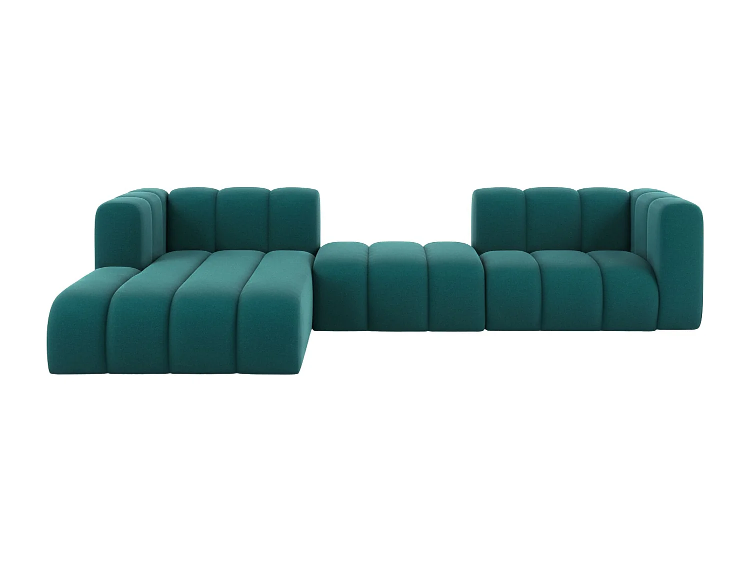 Hoekbank L-Vorm Grand L 319 cm, Veloursstof Salvador, Azurblauw, Links