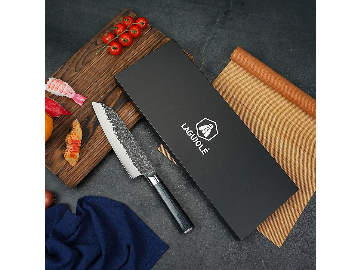 Couteau santoku noir 32cm avec étui - "Sen"