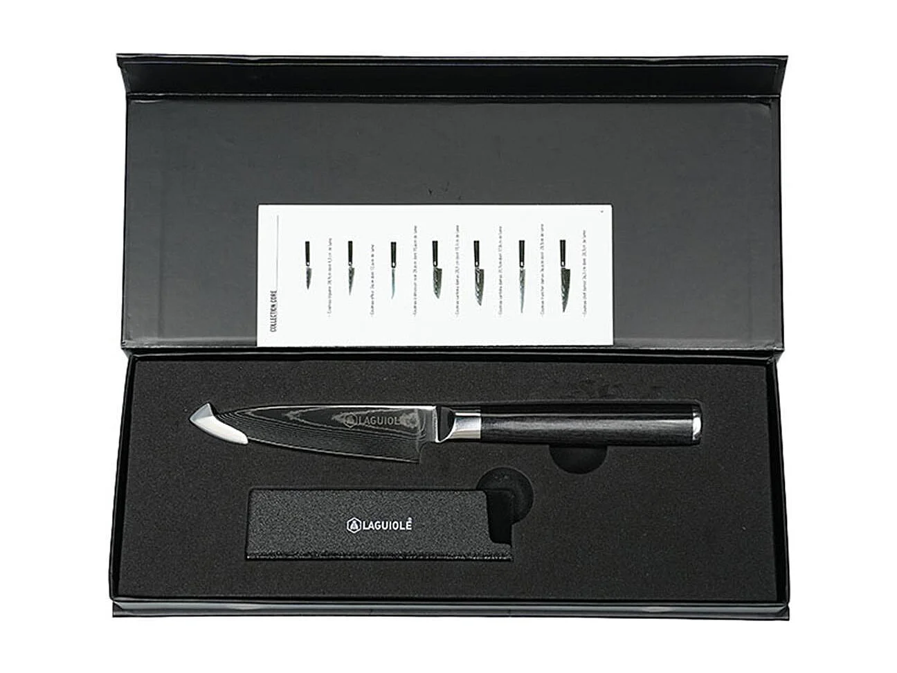 Couteau à légumes noir damas 21cm avec étui - "Core"