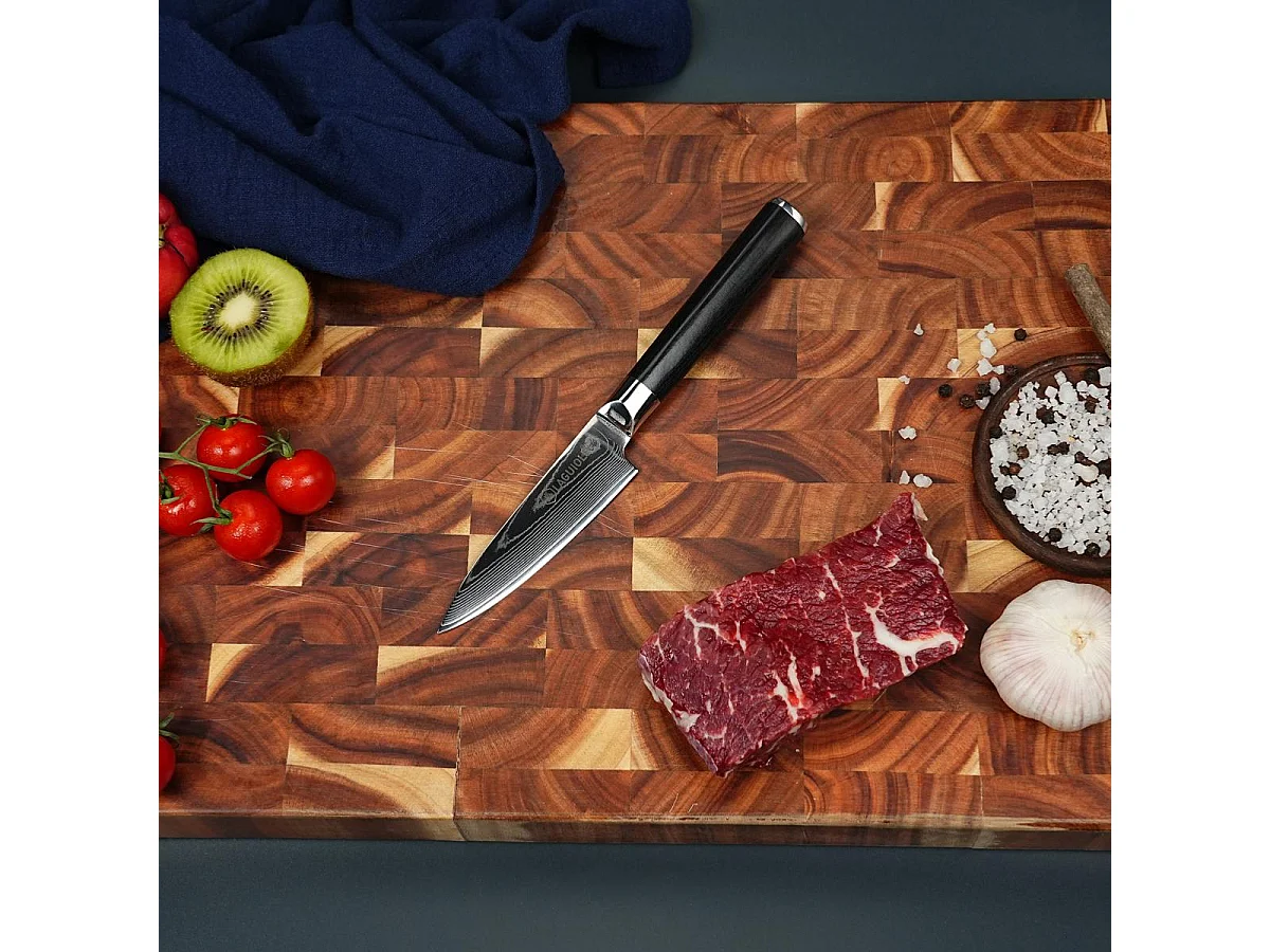 Couteau à légumes noir damas 21cm avec étui - "Core"