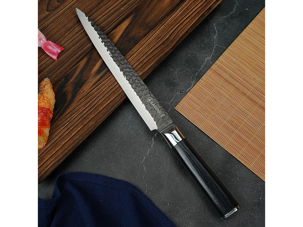 Couteau à trancher noir 34cm avec étui - "Sen"